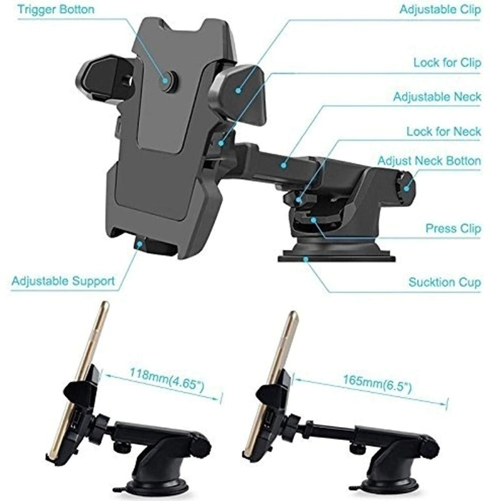 Windshield Car Phone Holder Universal in Car Cellphone Holder Stand Adjustable Phone Suction Cup Holder Car Mount Phone Stand